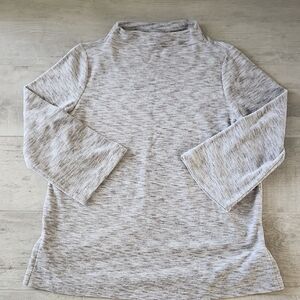 J Jill Brown And Cream Funnel Neck Long Sleeve Top Size PM